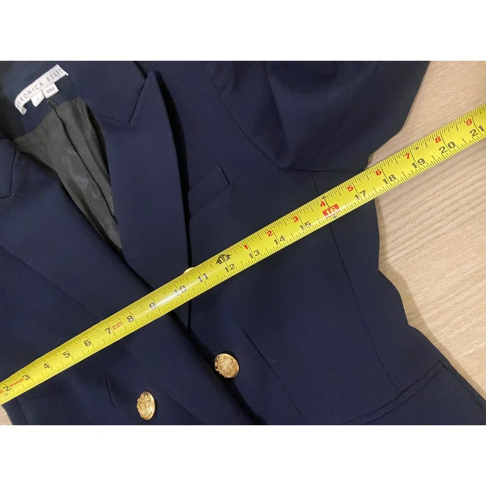 Veronica Beard Miller Dickey Jacket 6 Navy Gold Double Breasted Classic Office - Picture 6 of 16